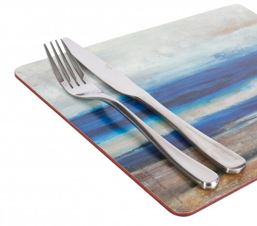 placemats Blue Abstract 30 x 23 cm kurk blauw 6 stuks