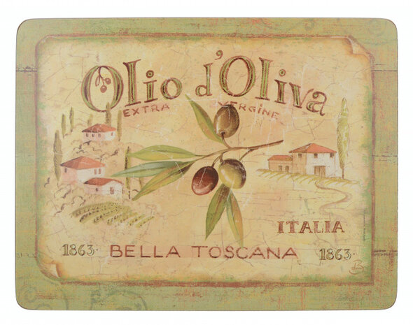 placemats Olio d&#039;Oliva 30 x 23 cm kurk groen 6 stuks
