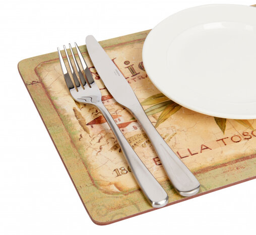 placemats Olio d&#039;Oliva 30 x 23 cm kurk groen 6 stuks
