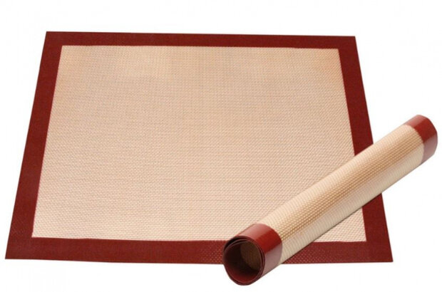 brood-/afbakmat 30 x 40 cm siliconen bruin/rood