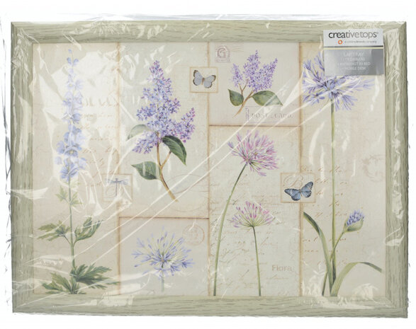 dienblad Etude De Fleur 44 x 34 cm hout cr&egrave;me