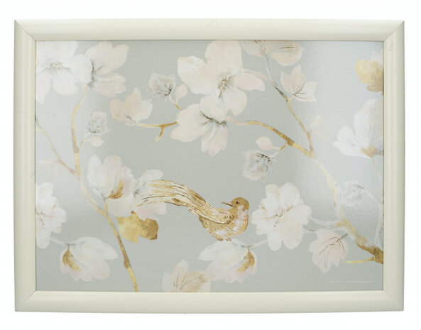 dienblad Duck Egg Floral 44 x 34 cm hout lichtblauw