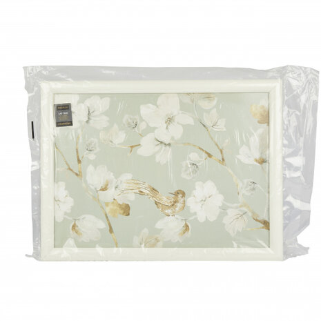 dienblad Duck Egg Floral 44 x 34 cm hout lichtblauw