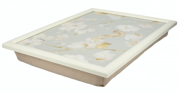 dienblad Duck Egg Floral 44 x 34 cm hout lichtblauw