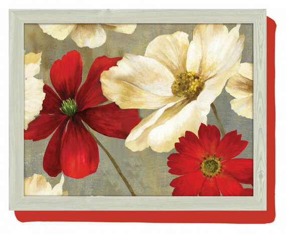 dienblad Flower Study 44 x 34 cm hout grijs/rood