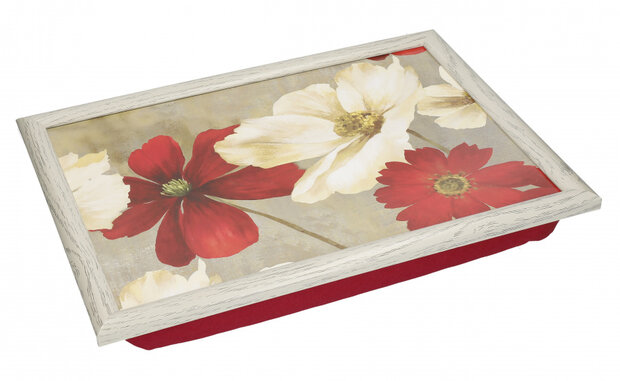 dienblad Flower Study 44 x 34 cm hout grijs/rood