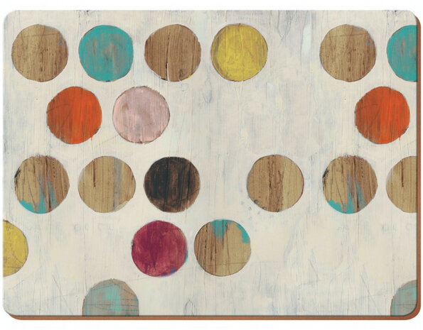 placemats Retro Spot 40 x 29 cm kurk cr&egrave;me 4 stuks