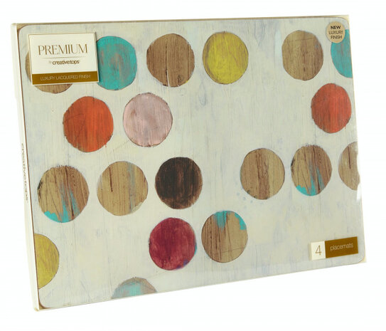 placemats Retro Spot 40 x 29 cm kurk cr&egrave;me 4 stuks