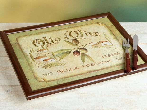 dienblad Olio d&#039;Oliva 44 x 34 cm hout groen