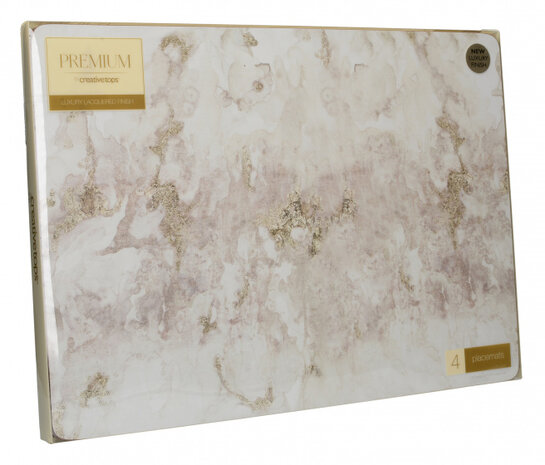 placemats Grey Marble 40 x 29 cm kurk grijs 4 stuks