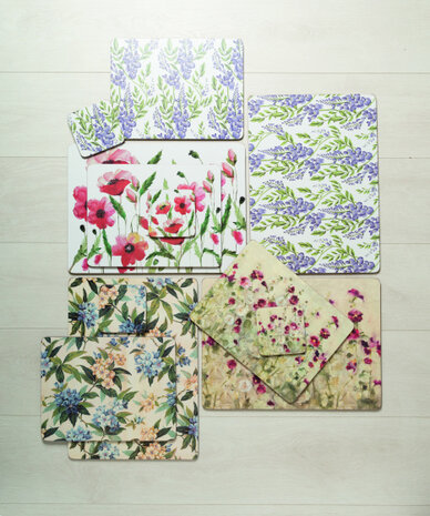 placemats Wild Field Poppies 40 x 29 cm kurk 4 stuks