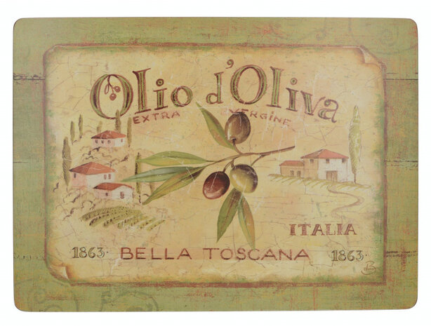 placemats Olio D&#039;Oliva 40 x 29 cm kurk groen 4 stuks