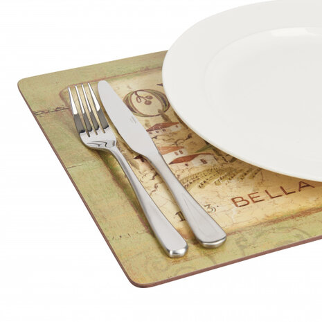 placemats Olio D&#039;Oliva 40 x 29 cm kurk groen 4 stuks