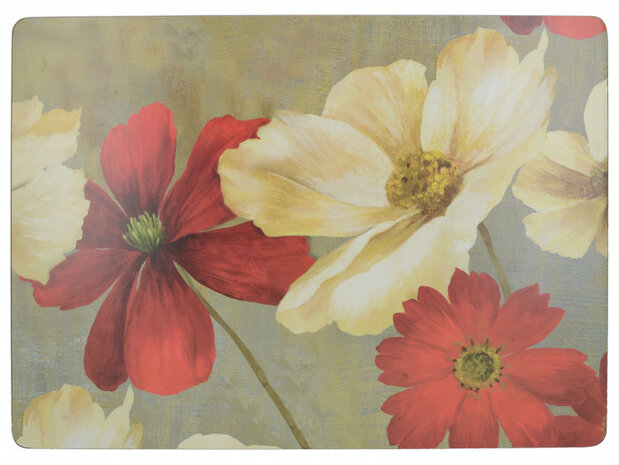 placemats Flower Study 30 x 23 cm kurk 6 stuks