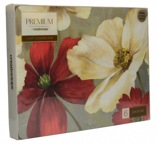 placemats Flower Study 30 x 23 cm kurk 6 stuks