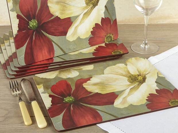 placemats Flower Study 30 x 23 cm kurk 6 stuks