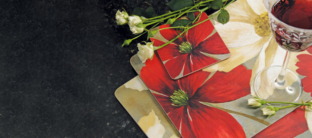 placemats Flower Study 30 x 23 cm kurk 6 stuks