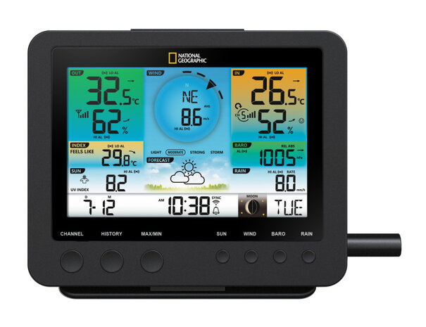 weerstation National Geographic Wifi 7-in-1 wit/zwart