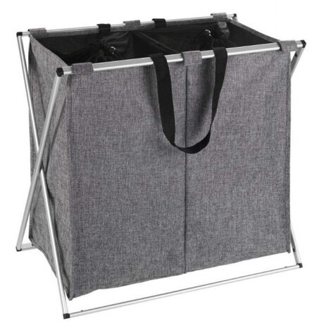 wasmand Duo 2x 60 liter 59 x 57 x 38 cm polyester grijs