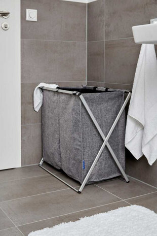 wasmand Duo 2x 60 liter 59 x 57 x 38 cm polyester grijs