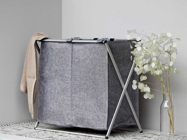 wasmand Duo 2x 60 liter 59 x 57 x 38 cm polyester grijs