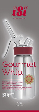 slagroomspuit Gourmet Whip Plus 0,25 liter RVS zilver