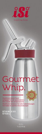 slagroomspuit Gourmet Whip Plus 0,5 liter RVS zilver