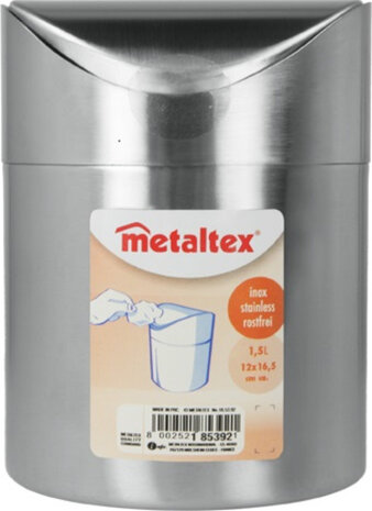 tafelafvalbakje 1,5 liter 12,5 x 16,5 cm RVS zilver
