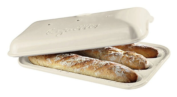 bakvorm baguettes 39,5 x 24 cm keramiek wit 2-delig
