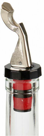 wijnstoppers siliconen/staal zilver/rood/zwart 2 stuks