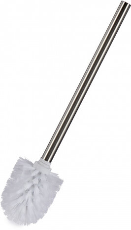 toiletborstel 8 x 35,5 cm RVS zilver/wit