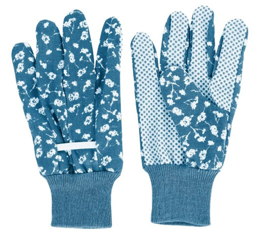 tuinhandschoenen polykatoen blauw mt M 2 stuks