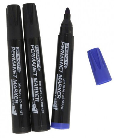 permanentmarkers Rotulador 2,2 mm blauw/zwart 3 stuks