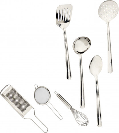 keukenhulphouder set RVS zilver 8-delig