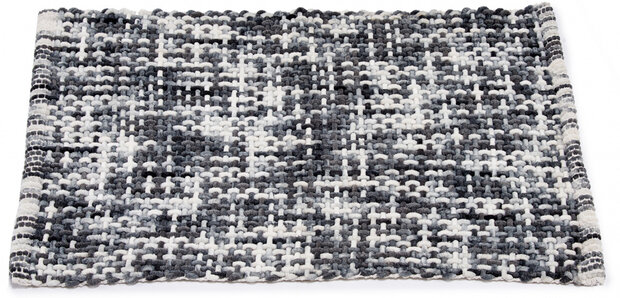 badmat gebreid 50 x 80 x 2,5 cm textiel donkergrijs/wit
