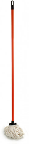 vloermop 120 cm textiel donkeroranje/wit 2-delig