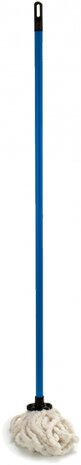 vloermop 120 cm textiel blauw/wit 2-delig