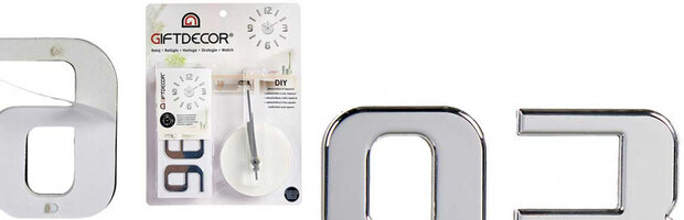 wandklok sticker 1,5V 45 cm ABS/EVA zilver/wit