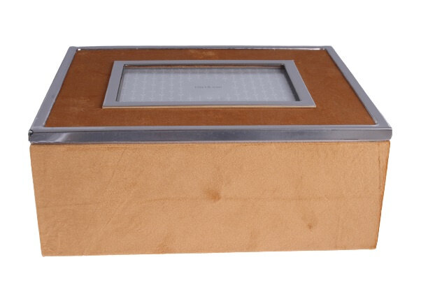 opbergbox 25 x 20 x 10 cm velvet okergeel