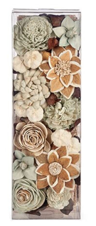 droogbloemen 36 x 12 x 12 cm rechthoek bruin/wit