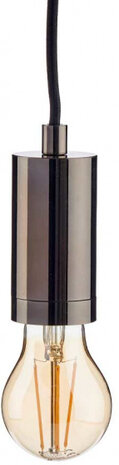 hanglamp E27 60W 5 x 10 cm staal/textiel zwart