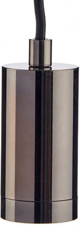 hanglamp E27 60W 5 x 10 cm staal/textiel zwart