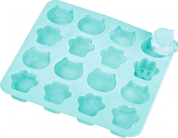 ijsblokjesvorm Ed, the Cat 15 x 16,5 cm siliconen turquoise