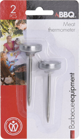 vleesthermometer 7 x 2,5 cm RVS zilver/zwart 2 stuks