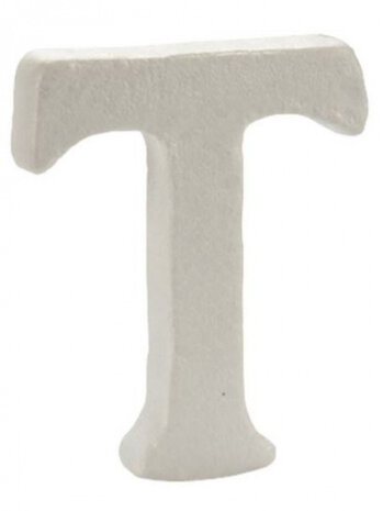 decoratieletter T 17 x 2 x 23 cm polystyreen wit