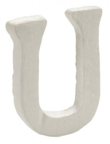 decoratieletter U 17 x 2 x 23 cm polystyreen wit