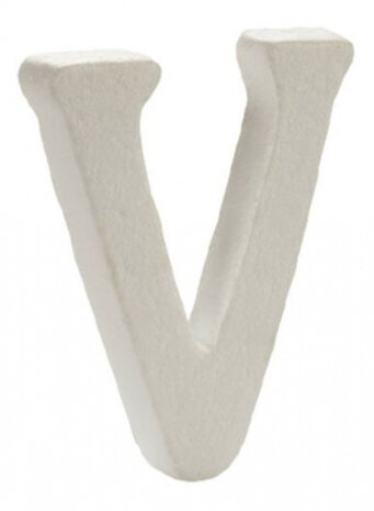 decoratieletter V 17 x 2 x 23 cm polystyreen wit