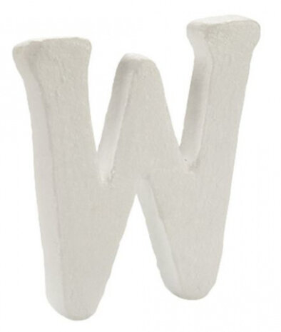 decoratieletter W 17 x 2 x 23 cm polystyreen wit