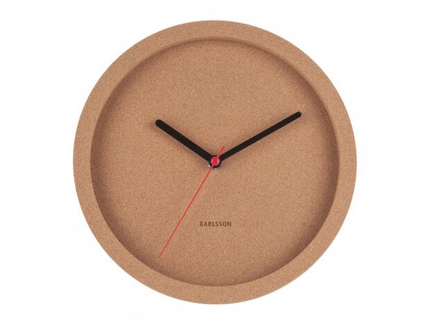 wandklok Tom 26 x 5 cm kurk naturel