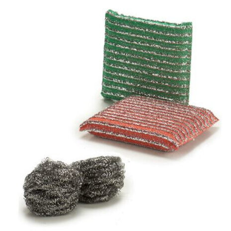 schuurspons microfiber/metaal 4 stuks